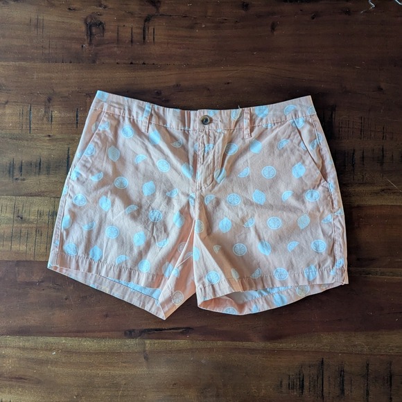 Old Navy Pants - Old Navy Everyday Shorts Peach White Lemon Citrus Print Womens 8 Preppy Pastel